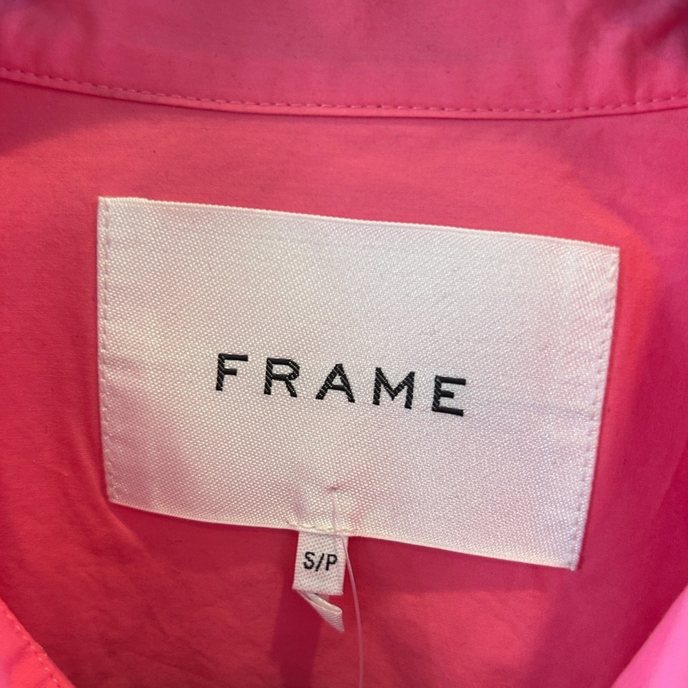 FRAME The Oversized Vacation Organic Cotton Shirt Bright Pink - Picture 12 of 15